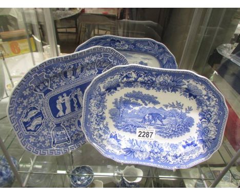 Three Spode 'The Blue Room' plates - Aesop's Fables, Greek and Lucano. 