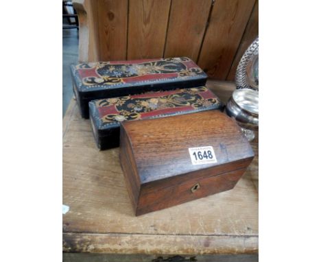 2 glove boxes &amp; tea caddy box