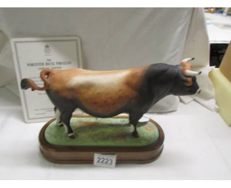 A Royal Worcester model of a Jersey Bull by Doris Lindner, 419/500 with certificate, a/f see images. 