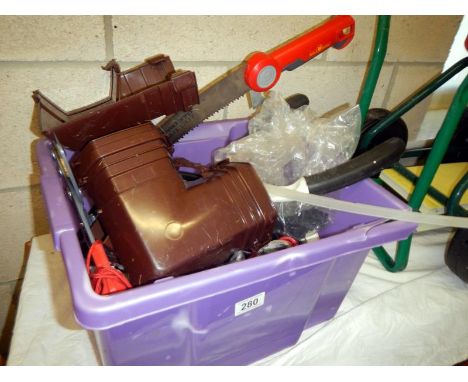 A quantity of garden tools, trolley seat &amp; kneeling pad/seat