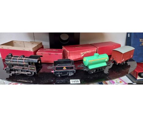 4 boxed Hornby engines &amp; tender including 60199 engine, a No1 goods van &amp; a tender wagon 