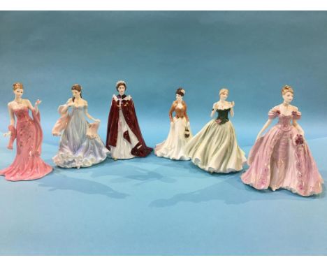 Three Royal Worcester figures and three Coalport figures