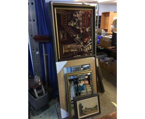 Mirrors, pictures and a tapestry