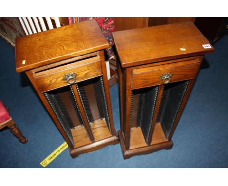 Pair of oak Old Charm CD stands, 37cm wide