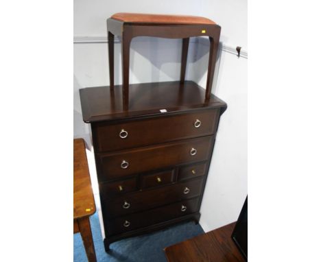Stag chest of drawers and stool
