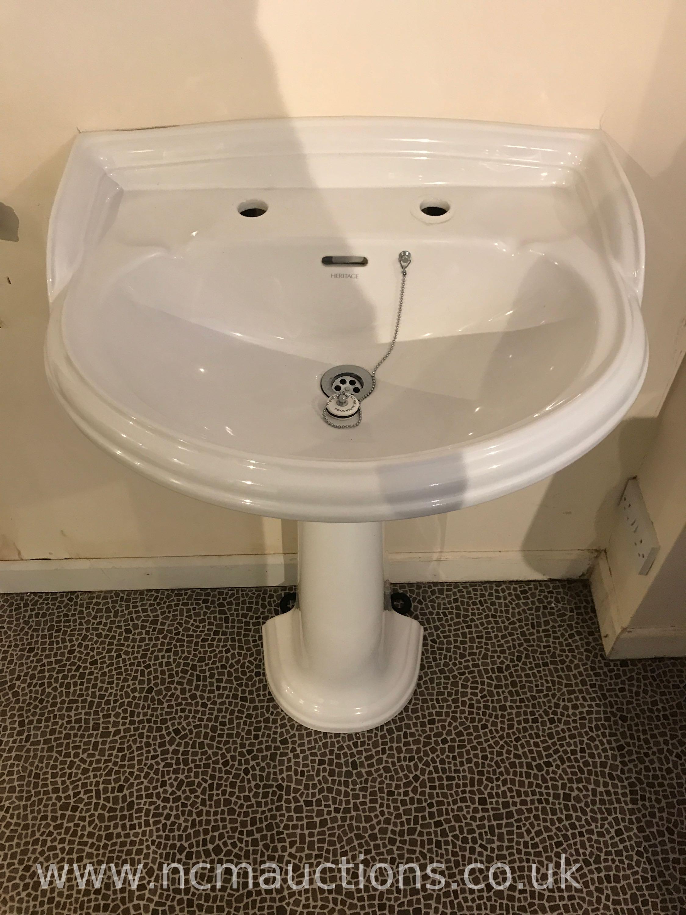 ** NO RESERVE ** 2 Wash hand basins with pedestals Appraisal: Used ...