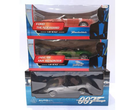 Auto Art &amp; Paul's Model Art, a boxed trio of "James Bond 007" 1:18 Scale Movie Vehicles. Includes Ford Thunderbird from "