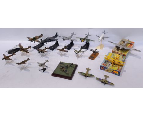 Airfix, Matchbox &amp; Similar, a unboxed group of Scale Model Airplanes. Includes "D.H. Tiger Moth" with others. Although un