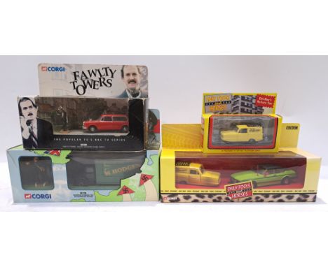 Corgi, a boxed group of "TV &amp; Film" 1:43 Scale Model Vehicles. Included "Only Fools and Horses" Ford Capri &amp; Reliant 