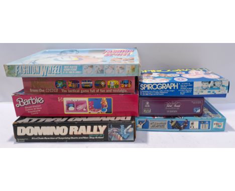 Mattel, MB &amp; Similar, a boxed group of "Vintage" Toys &amp; Boardgames. Includes Barbie "Dream Kitchen" &amp; "Domino Ral