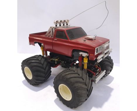 Tamiya, Chevrolet 1:10 Scale RC Monster Truck. Although unchecked for completeness or if in working order condition appears g