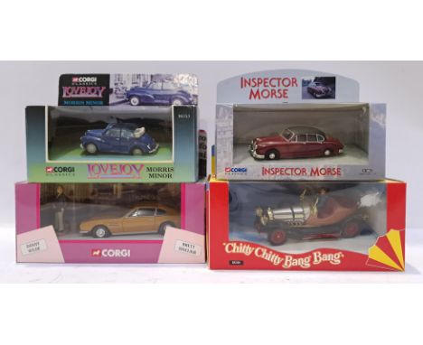 Corgi, a boxed group of "TV &amp; Film" 1:43 Scale Model Vehicles. Includes "Chitty Chitty Bang Bang" 05301 with others. Alth