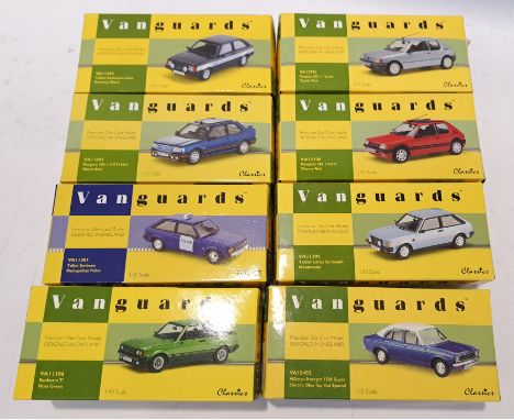 Corgi, a boxed group of 1:43 Scale "Vanguards" Models. Includes Hillman Avenger 1500 (Electric Blue Top Hat Special) VA10403 
