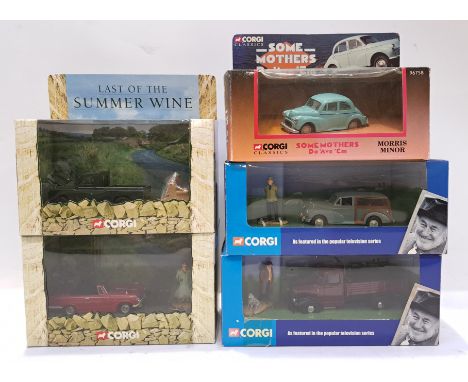 Corgi, a boxed group of "TV &amp; Film" 1:43 Scale Model Vehicles. Includes "Last of the Summer Wine" Landrover and Compo fig