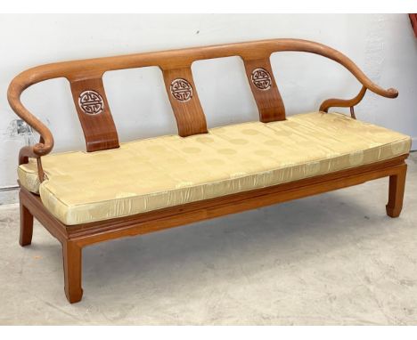 A good quality Chinese teak 3 seater sofa. 177cm 