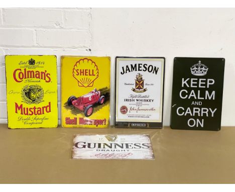 5 enamel advertising signs. 20x30cm 
