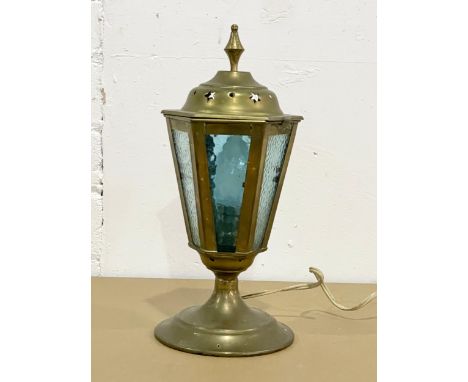 A vintage brass lantern lamp. 28cm 