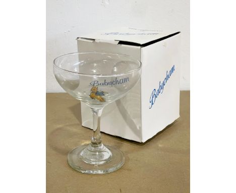 A vintage Babycham cocktail glass in box. 