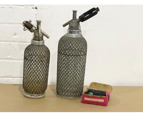2 large vintage Sparklets sofa syphons. 35.5cm 