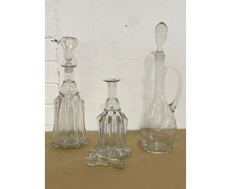 3 vintage decanters. Largest 40cm 