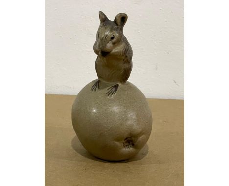 A Poole Pottery mouse and apple figure. 12cm 