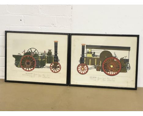 2 vintage steam engine prints. 46x36.5cm 