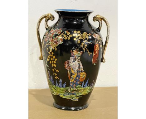 A vintage Rubian Art Pottery Japanese style vase. 16x21cm 
