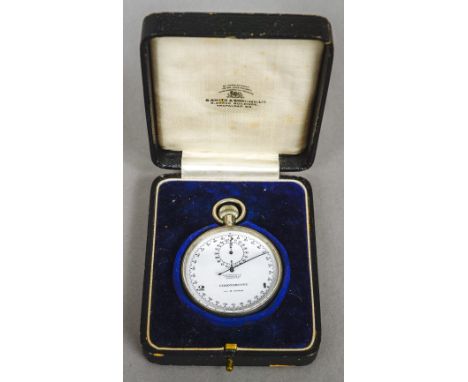 A Chronoscope silver plated pocket watch
The white enamel dial with Arabic numerals inscribed S. Smith & Son Ltd, Trafalgar S