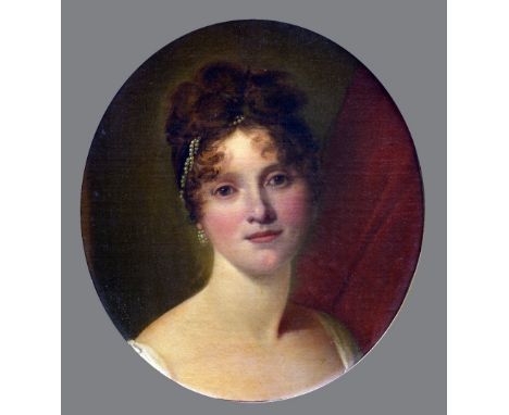 ENGLISH SCHOOL (19th century)
Portrait of a Young Lady With Pearls in Her Hair
Oil on canvas
39 x 44.5 cm, oval framed CONDIT