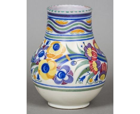 A pre-1934 Carter Stabler Adams Ltd Poole pottery vase, decorated by Norah Preston
Painted and impressed marks to base.  20 c