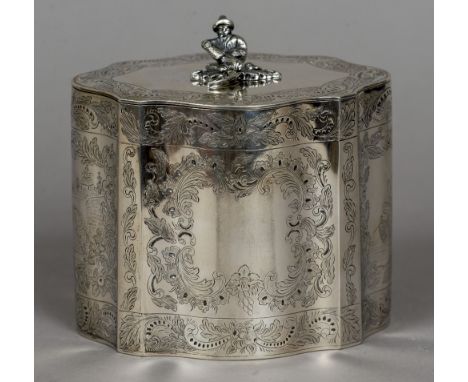 A 19th century American coin silver tea caddy, maker's mark of Eoff & Phyfe, New York, first half of the 19th century
Finely 