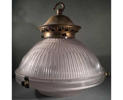 A 20th century Holophane brass mounted glass ceiling light
Stamped to mount and moulded mark to shade, Holophane no. 2125 and