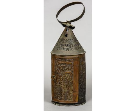 An early 20th century Ipswich School, Arts & Crafts witches hat lantern
With pierced decoration and inscribed Summer, Ipswich