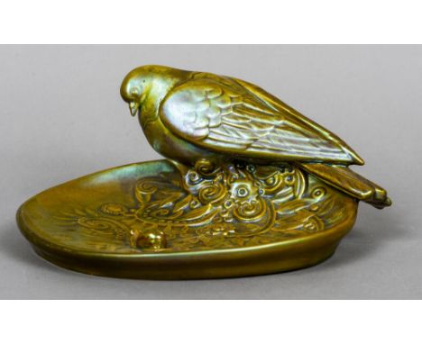 MIKLOS PFILF (19th/20th century) Hungarian for Zsolnay, an Eosin glazed visiting card tray, designed circa 1913
Modelled as a