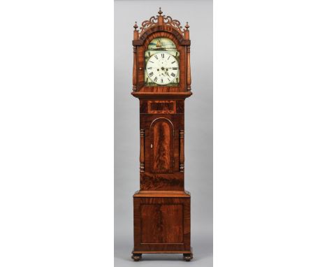 A 19th century mahogany cased eight day longcase clock
The painted arched dial with Roman numerals, subsidiary seconds and da