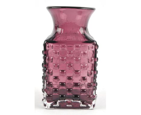 Geoffrey Baxter (British, 1922-1995) for Whitefriars, Chessboard  vase, Aubergine colourway, 15cm highCondition Report:  Good