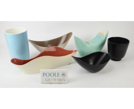 Poole Pottery, a collection of pottery vase and vessels, to include a Delphis green vase, the highest 37cm and a Poole potter