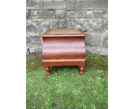 A 19th century mahogany step commode, with pull out front section and rising tapestry seat, width 18.5ins x height 17.5ins