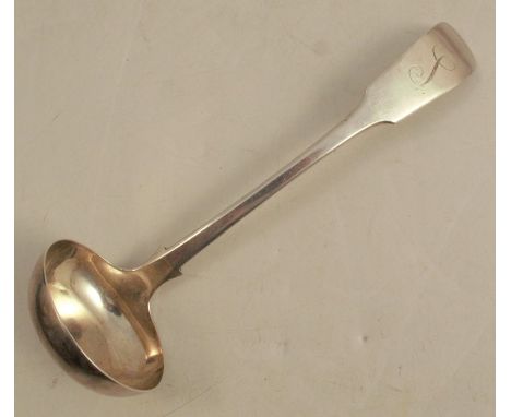 A 19th century Scottish provincial silver toddy ladle, engraved with an initial, maker Thomas Dall of Cupar