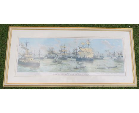 After I R Wells, colour print, Types of the Royal navy of Great Britain, 15ins x 41ins