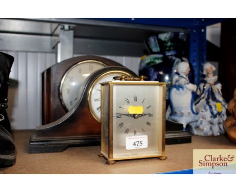 A Smiths two hole mantle clock and two others