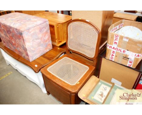 A rattan commode chair