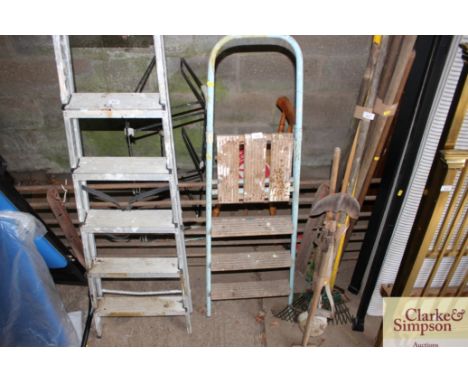 A wooden and metal step ladder