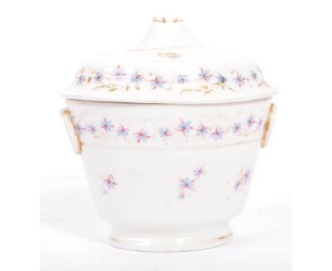 A 19th Century Crown Derby China lidded trinket pot. With red stamp marked 'XP' with floral swags and gilt decoration.&nbsp;M