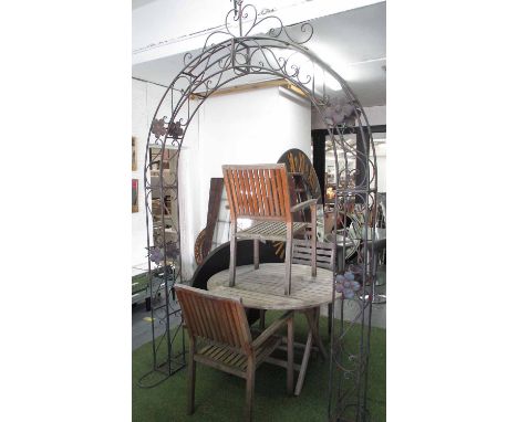 COUNTRY ESTATE GARDEN ARCH, of large proporotions, vintage style, wrought iron, splits into 3 sections for transport, complet