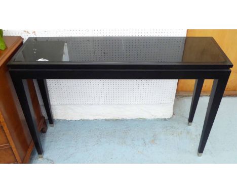 CONSOLE TABLE, ebonised finish, 120cm x 35cm x 81cm.