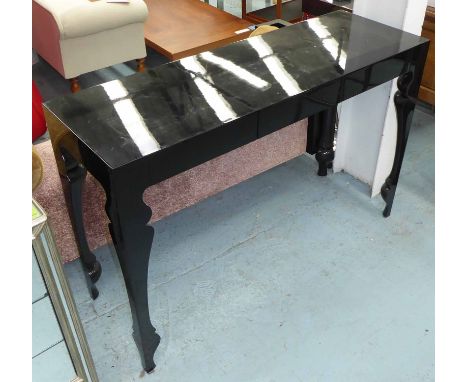 HEALS LOUIS CONSOLE TABLE black lacquered finish, 126cm W x 442cm D x 80cm H.