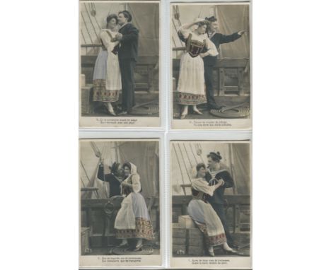 FOUR VINTAGE ROMANTIC POSTCARDS SAILOR AND A GIRL