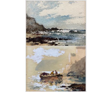 Robert Leslie Howey (British 1900-1981): Boating in a Calm near Staithes and Seascape, pair watercolours heightened with whit