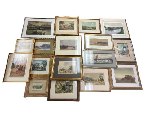 Collection of 19th and early 20th century watercolours, artists including Fred R Gibson, Joseph Pighills, Norman Wilkinson, G